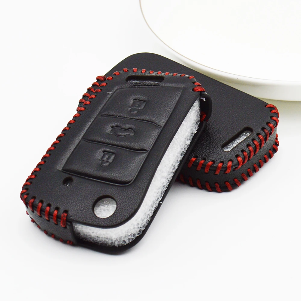 

Genuine Leather Car Key Case Cover For Seat Leon 1 3 Fr Mk3 5F Ibiza Altea Ateca Alhambra Toledo 2 Cordoba Mii Key Accessories