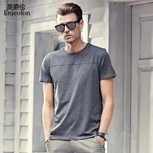 Enjeolon brand 2017 new short sleeve cotton t shirts,solid O-collar clothing base white black fashion casual men t-shirts T7003