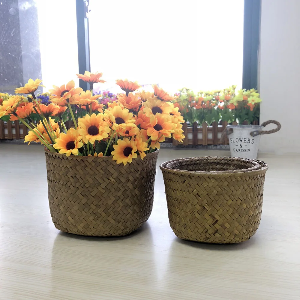 Hand made sea grass Starw vase woven basket household Flower Vase