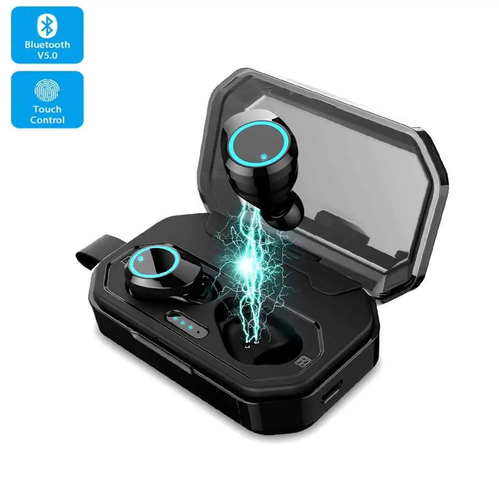 

2019 Version Wireless Headphones, Bluetooth 5.0 True Wireless Earbuds IPX7 Waterproof Built-in Mic Headset Premium Sound