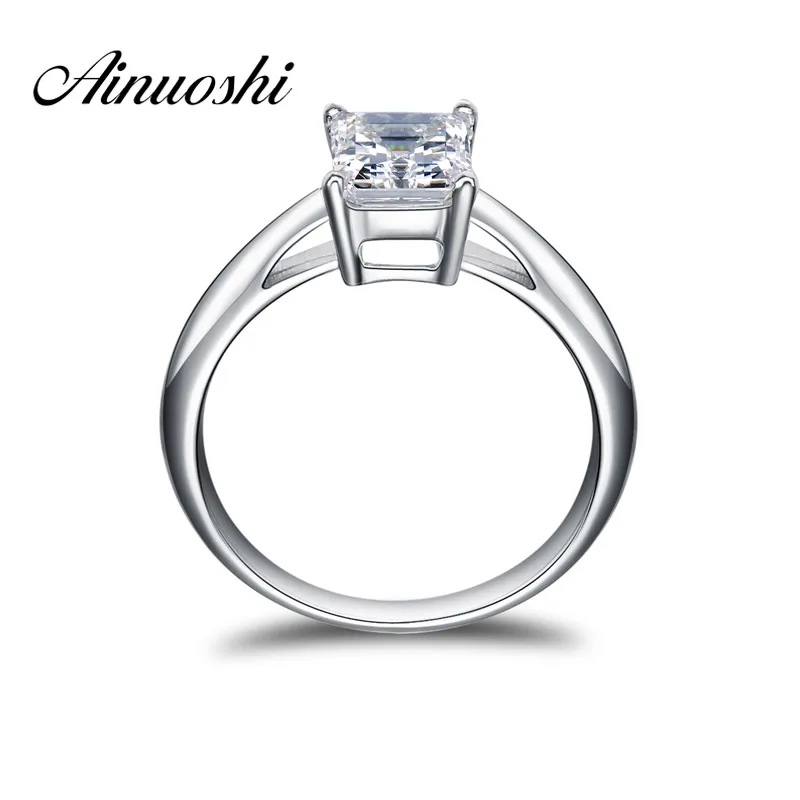 AINUOSHI, женское квадратное кольцо-солитер 1,5 карат, 925 пробы Серебряное обручальное кольцо, Женское кольцо Sona Anillos Mujer Sona
