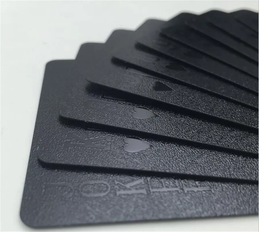 Cool Washable Black PVC Playing Cards Wear Resistant Waterproof Plastic Poker Game Deck Durable 54pcs Poker Set Board Game  (8)