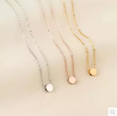 

High Quality Simple Small Dot Pendant Necklace For Women Round Stainless Steel Necklace Jewelry