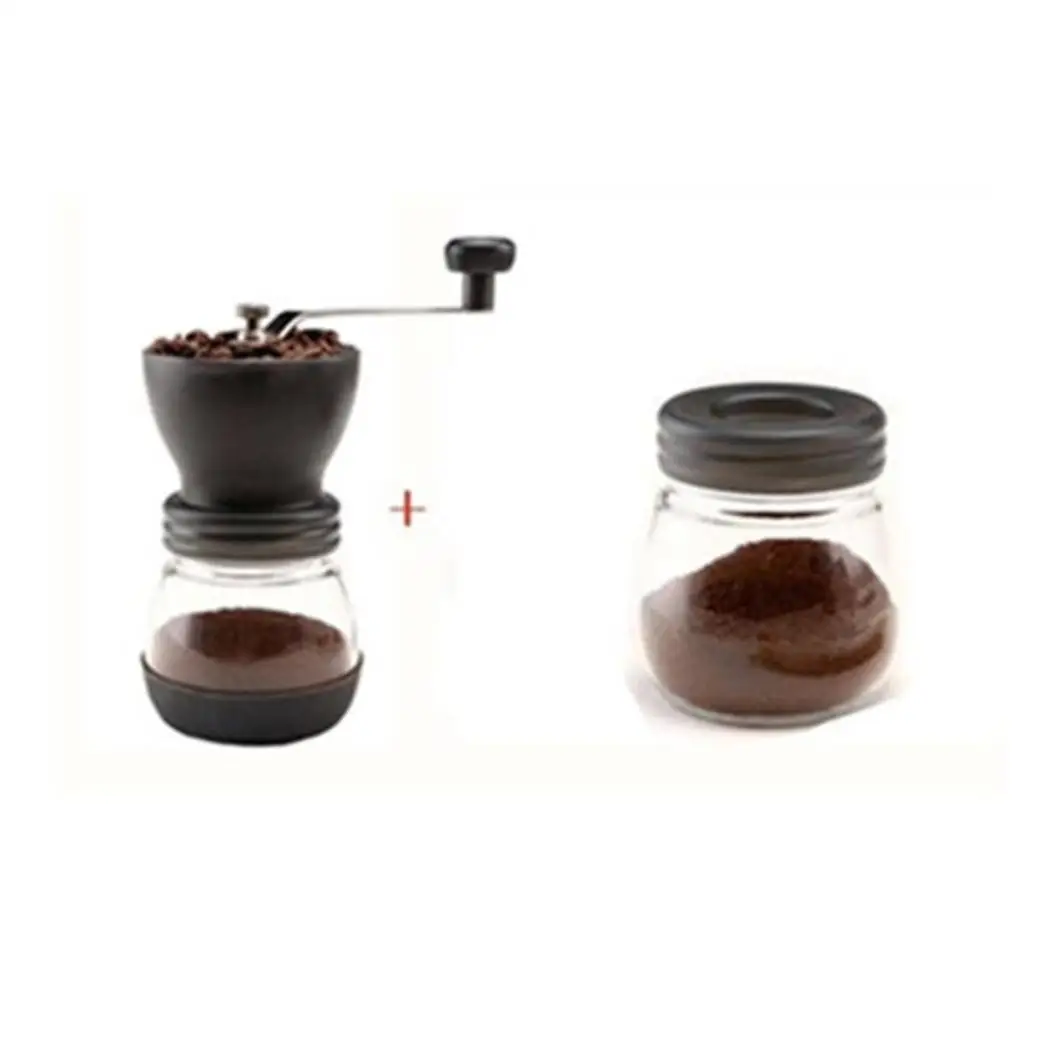 Mini Manual Ceramic Coffee Grinder Stainless Steel Hand-crank Coffee Grinder with Storage Jar Easy Cleaning Black Mini Manual Ceramic Coffee Grinder Stainless Steel Hand-crank Coffee Grinder with Storage Jar Easy Cleaning Black