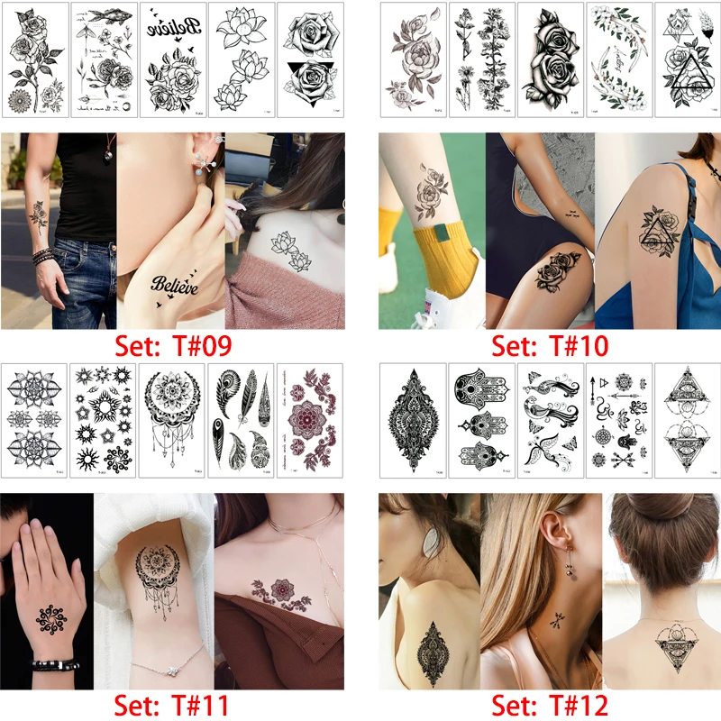 Временные водостойкие тату наклейки для боди арта 5 шт./компл. 10 5*6 см|tattoo sticker|tattoo