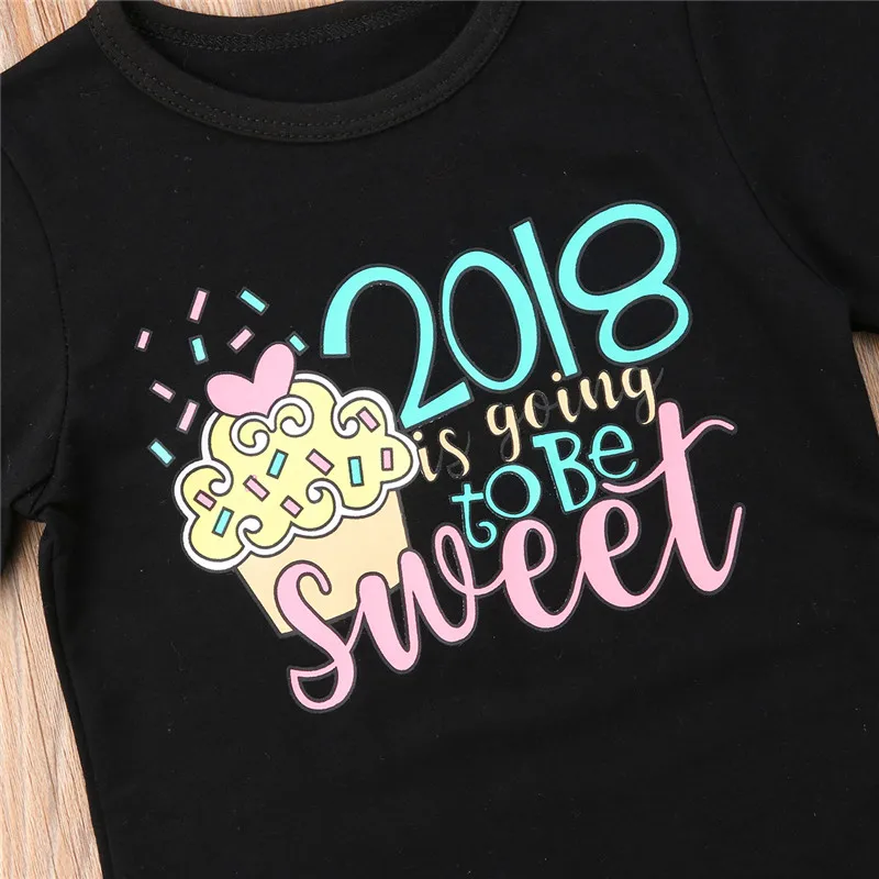 2018 Милая одежда для малышей девушки печатных Tee Мягкий хлопок футболка с круглым