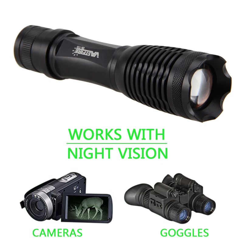 US $13.22 18650 IR Night Vision Flashlight 5W 940nm 5W 850nm LED Zoomable Infrared Radiation Lantern Tactical Hunting TorchGun Mount