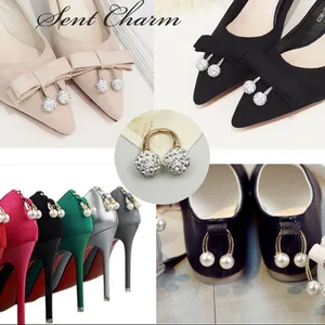 Очаровательные туфли в форме буквы U с жемчугом и кристаллами; 2 вида элегантных аксессуаров для женщин; лоферы на высоком каблуке - изображение