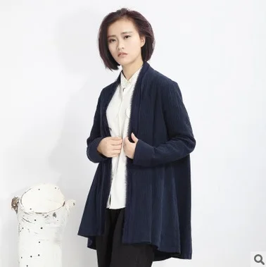 

In the spring of 2016 new products, national wind original design 16.1% cotton 83.9% linen loose big yards Women long dust coat