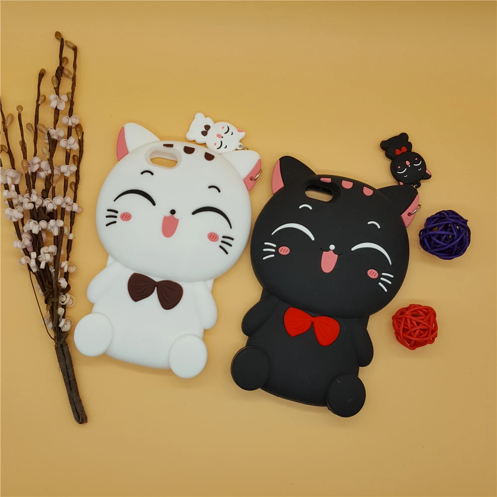 

3D Cartoon Lucky Fortune Smile Cat Kitty Case for iPhone 7 Cases Bow Tie Silicone Cover for iPhone X 4 4S SE 5 5S 6 6S 7 8 Plus