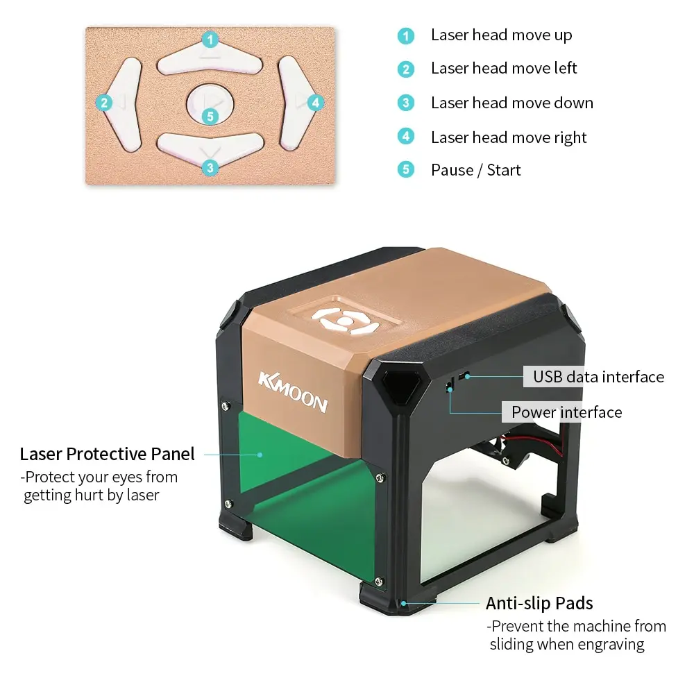 KKmoon 3000 МВт USB Настольный лазерный гравировальный станок Сделай Сам резьба гравер ремесленные инструменты для сжигания древесины CNC станок для лазерной резьбы