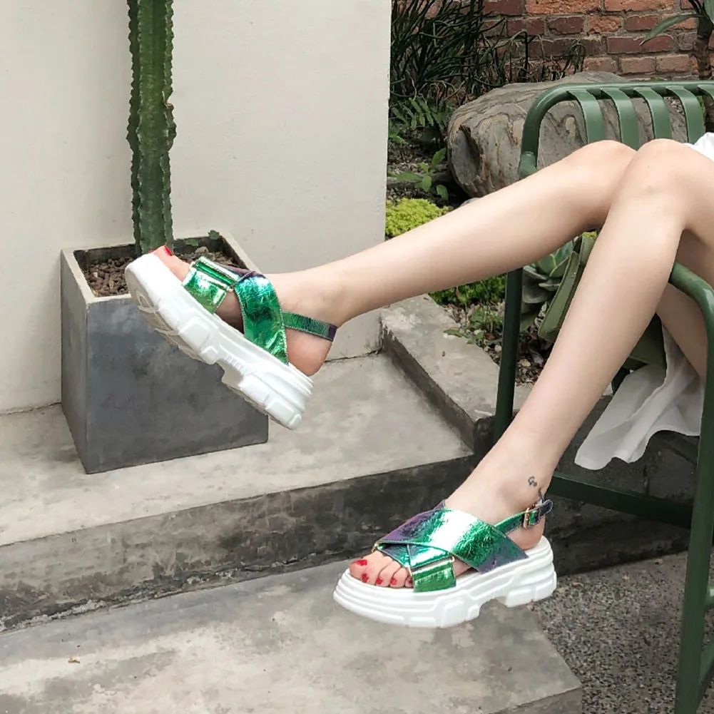 

Lapolaka brand design genuine leather shoes sandals ladies high heels women shoes woman casual sandals
