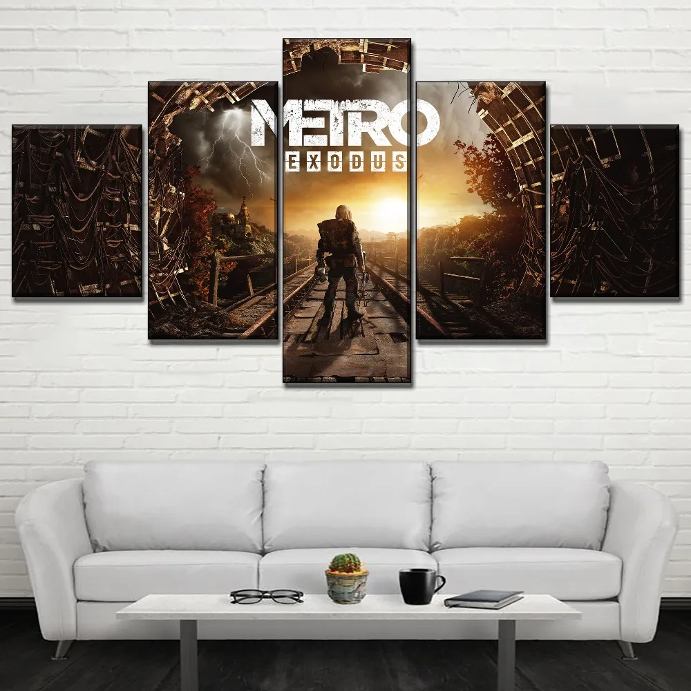 5 панельный Печатный холст постер Metro Exodus игра картинки домашний декор для