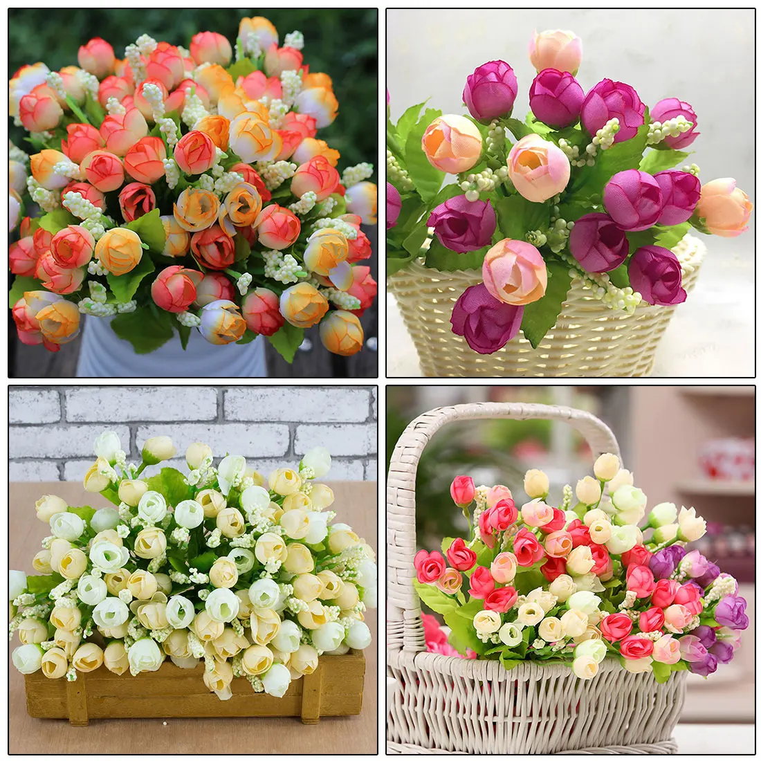 15 Buds Artificial Fake Silk Flower Spring Rose Bouquet Home Party Wedding Decor 