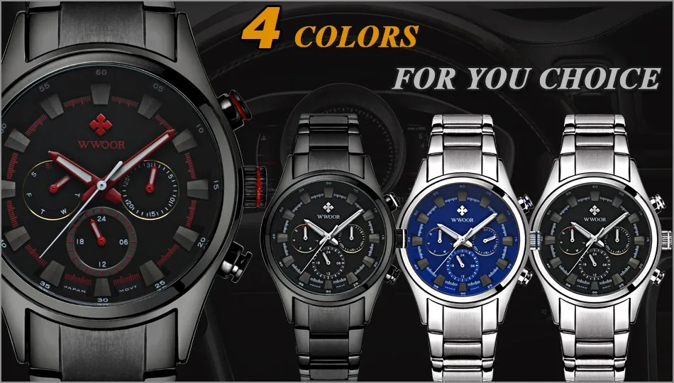 WWOOR Black Watches Men Top Luxury Brand Waterproof Luminous Hands Quartz Watch  Military Male Hour WristWatch relogio masculino (2)