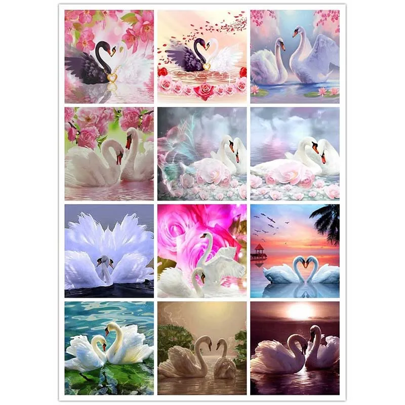 

Diamond Embroidery Swan Pictures Of Rhinestones Diamond Mosaic Animals Diamond Painting Full Square Drill Wall Decor