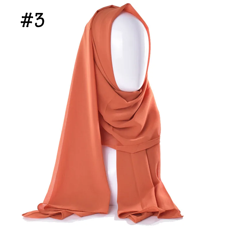 Цельный женский однотонный шифоновый шарф с пузырьками, мягкие длинные мусульманские платки aokong мусульманские платки Жоржет Шарфы хиджабы - Цвет: 3 burnt orange