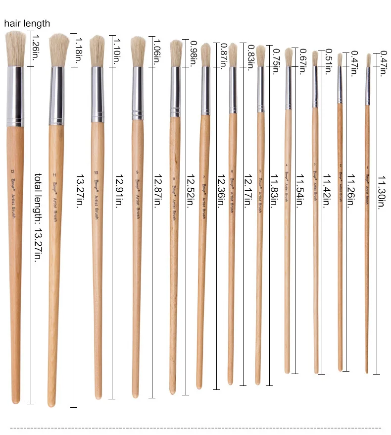 Bianyo 12 шт. круглый щетины волос деревянной ручкой advanced акрил Краски Кисточки масла Краски ing Расчёски для волос гуашь Расчёски для волос