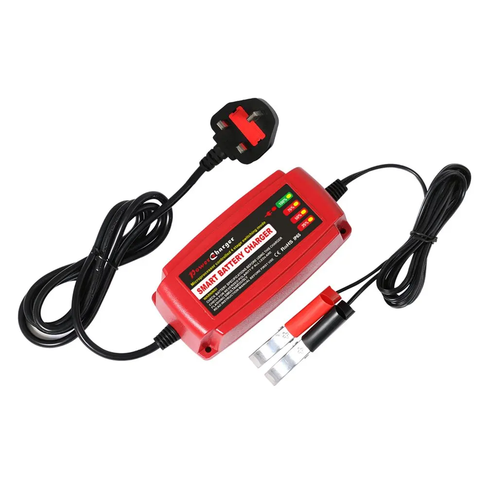 

12V 5A Automobile Accumulator Charger Smart Lead Acid Battery Charger Car 4 Stage Switching Mode LED Indicator Light UK Plug
