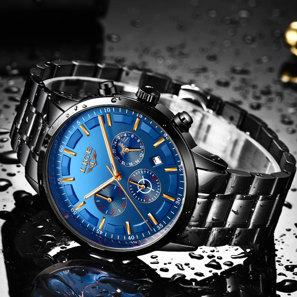 LIGE Для мужчин s часы лучший бренд класса люкс Для мужчин спортивные военные часы Для Мужчин's Нержавеющая сталь Водонепроницаемый