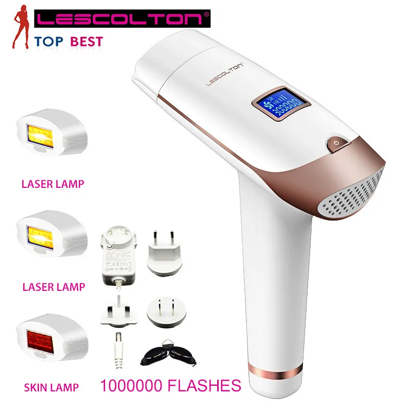 Lescolton IPL эпилятор, постоянное лазерное удаление волос, ЖК-дисплей, 700000 импульсов, лазерный триммер для бикини, фотоэпилятор - Цвет: Four lamp white