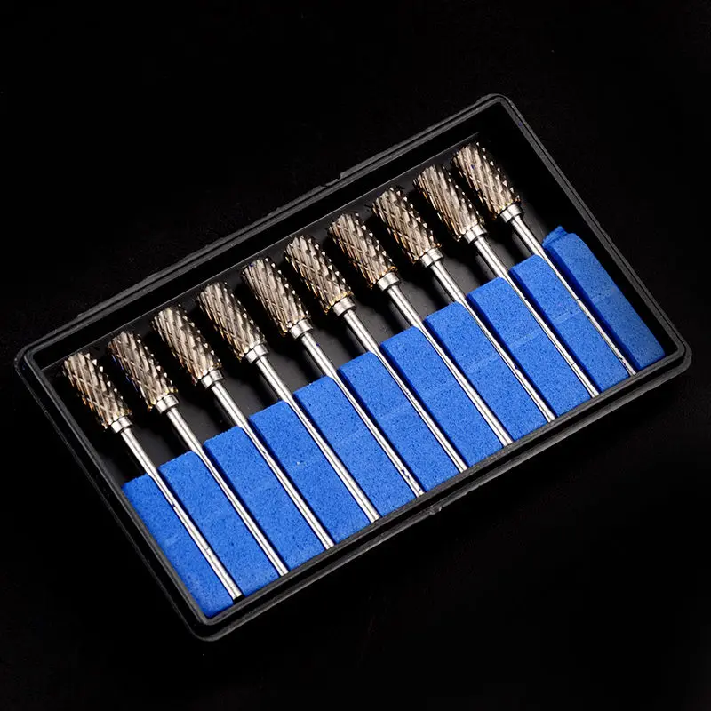 10pcs Dental Lab Polisher Drills Assorted Tungsten Steel Carbide Burs