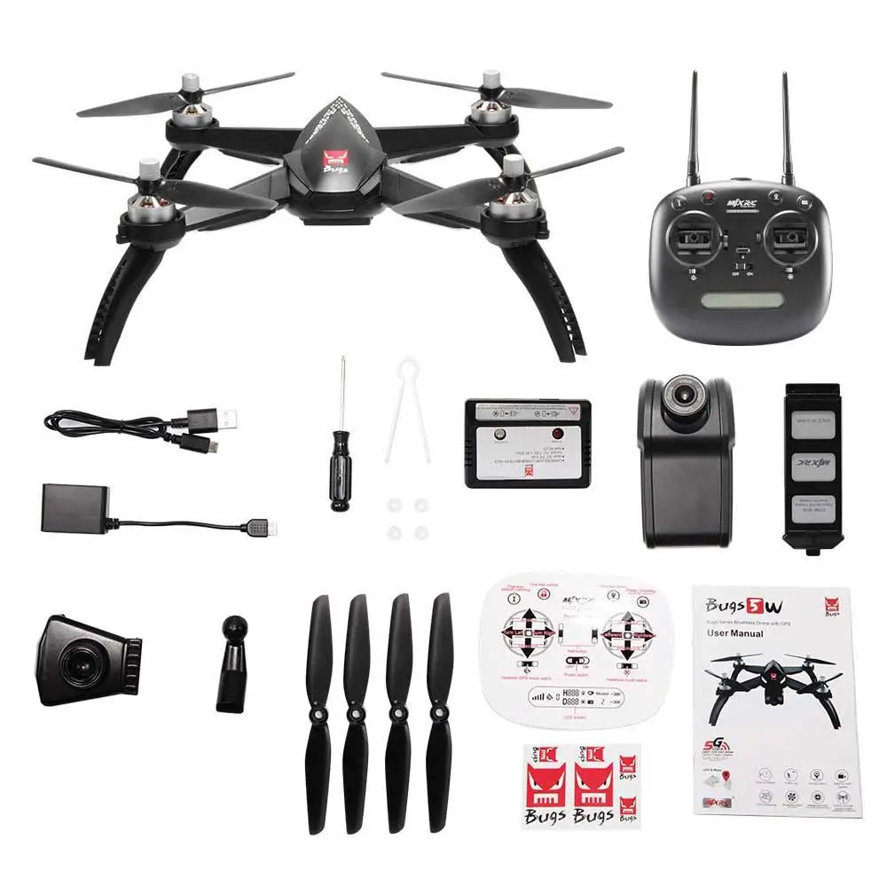 MJX Bugs 5 Вт gps Радиоуправляемый Дрон с Wi Fi FPV 1080 P HD камера автоматического возврата