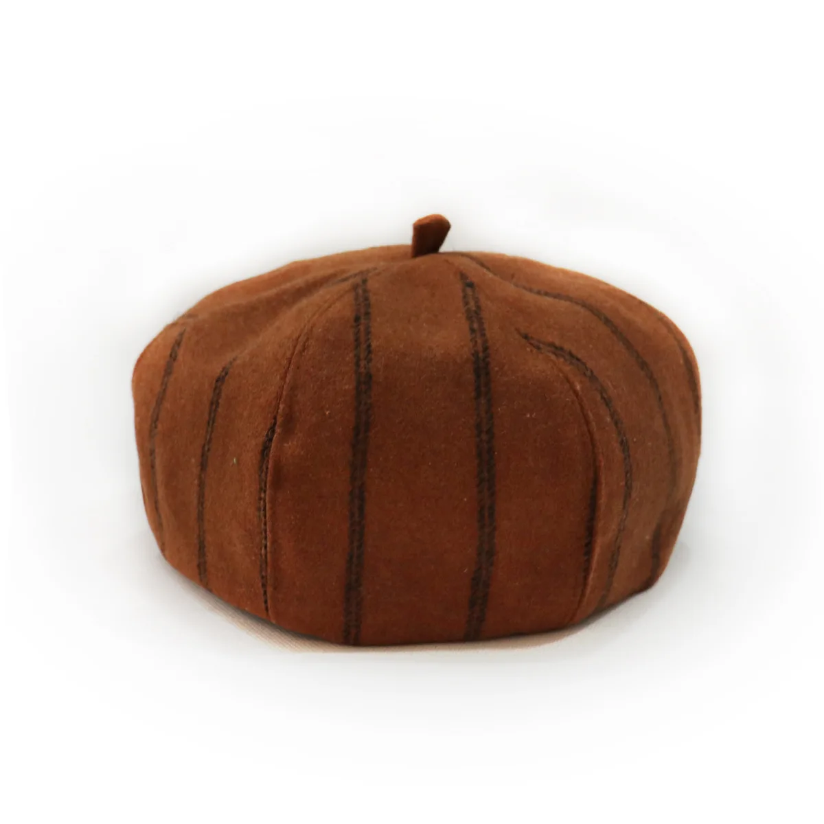 Caramel color Модные женские высококачественные шерстяные вязаный берет в полоску зимние теплые береты женские британский стиль женские Tocas Painter восьмиугольная шляпа - Цвет: Caramel color