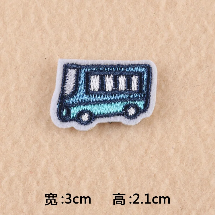 Детская футболка с вышитыми машинками из мультфильмов, нашивки с железным поездом, полосатая аппликация, детская одежда с автобусом, наклейки для одежды, значок@ C - Цвет: 1-PCS-C-139
