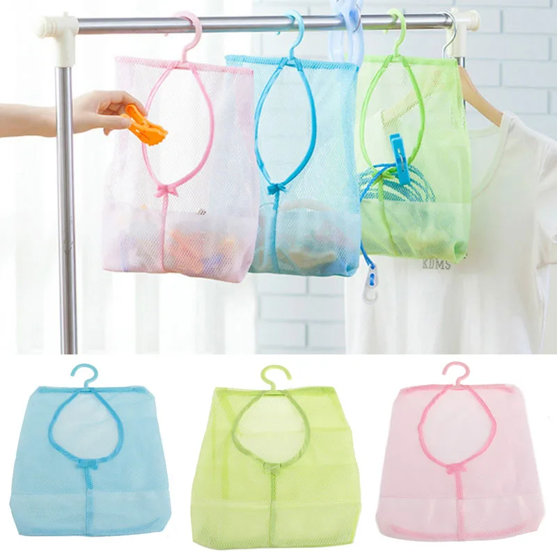 Hanging Bathroom Mesh Storage Bag Clothes Organizer Laundry Hook