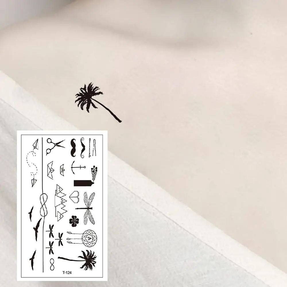 

Hot Small Sexy Lips Leaf Black Cartoon Temporary Tattoo Cute Star Tattoo Sticker Love Women Body Finger Art T-124