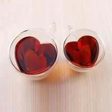 Креативное стекло с двойными стенками для чая, Термостойкое, в форме сердца, Bodum, мягкое стекло es, кружка для сока, молока, кофе, чашка, хороший подарок для влюбленных