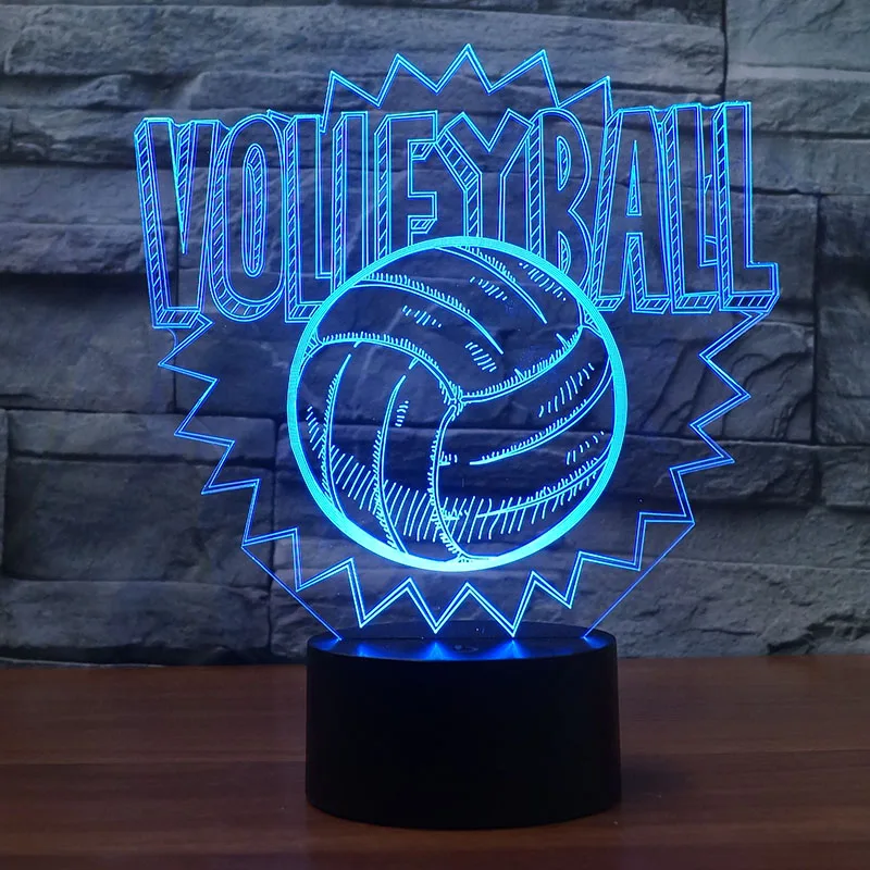 Отдельные волейбол дизайн формы 3D ночник 7 Изменение Цвета поддержки сенсорный выключатель USB