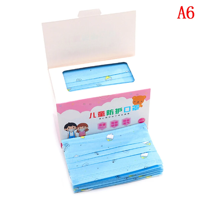 50Pcs Non-Woven Medical Earloop Respirator Cover Cartoon 3 Layer Mouth Face Mask Child Kids Disposable Anti Dust Mouth Mask