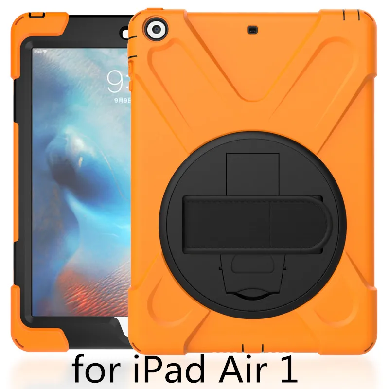 Чехол для Apple iPad Air 1 2013 release A1474 A1475 A1476 shell, ZAIWJ Safe Kids Armor на Мягкий противоударный силиконовый+ жесткий чехол - Цвет: Orange hai dao 5