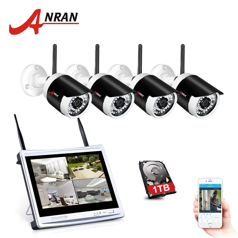 

ANRAN Wireless Security Camera System 4CH WIFI H.265 NVR Kit Outdoor Weatherproof CCTV Camera System 960P Video SurveillanceKit