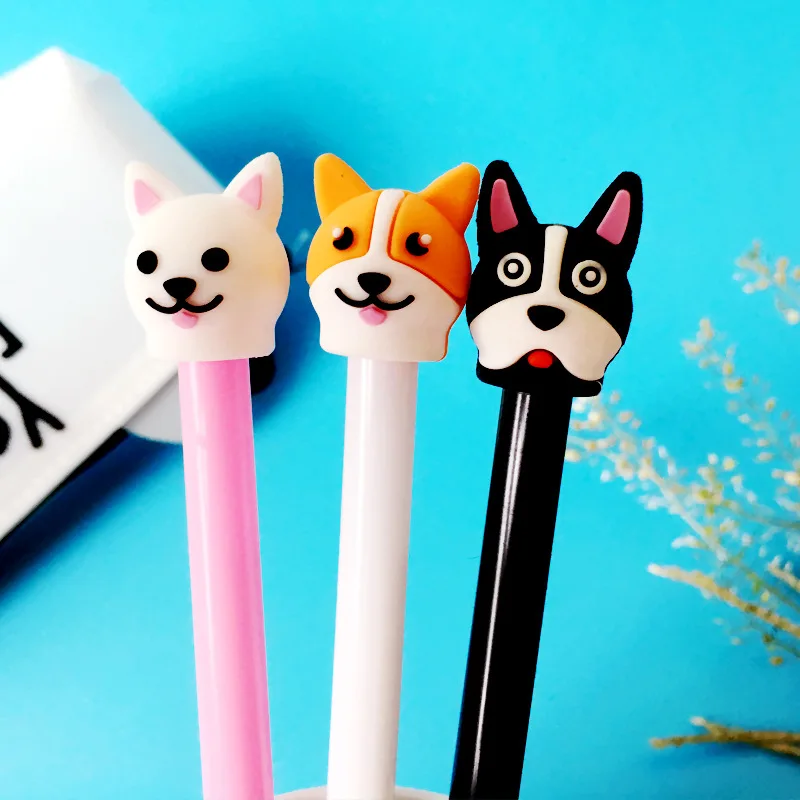 3 шт./лот милая собака черные чернила гелевая ручка Kawaii Качественная школьные