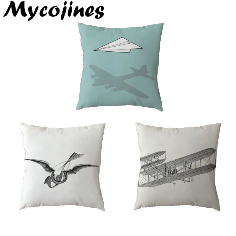 

Dropshipping Sublimation Print Cushion Cover Paper Plane Cotton Linen Material Pillowcase Fashion Design House Wedding Decorate