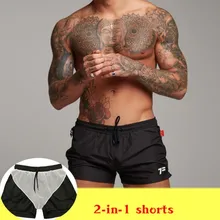 Men's 2 In 1 Shorts Quick Dry Summer Mens Siwmwear Mens Beach Board Shorts Briefs For Men Swim Trunks Swim Shorts Beach Wear
