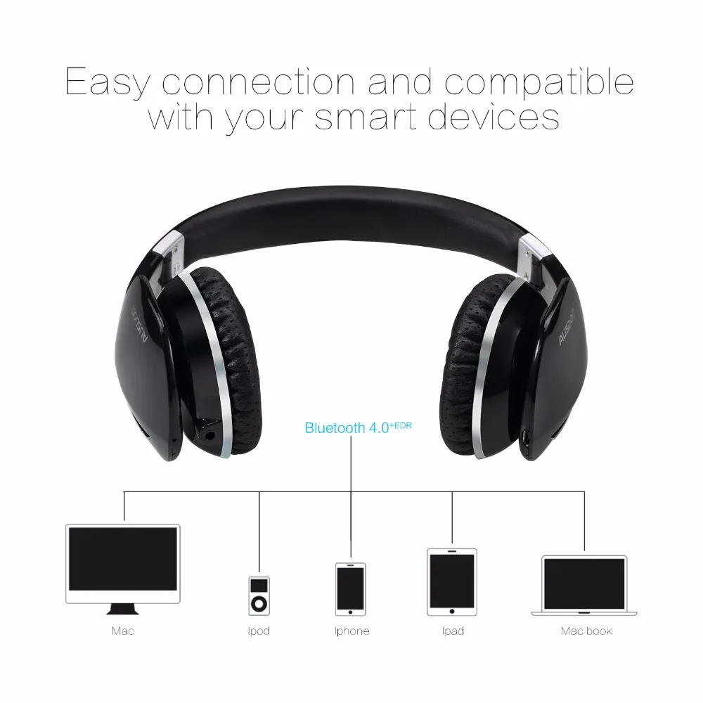 Легкие беспроводные Bluetooth наушники Ausdom M07 складные с глубокими басами и