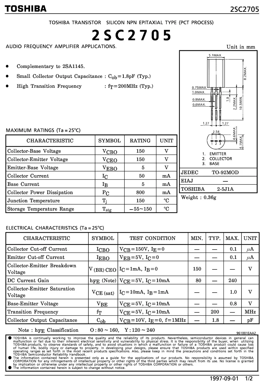 2018 hot sale 30pcs/50PCS JAPAN 2SC2705Y (C2705,NPN) audio commonly used in small and medium power transistor free shipping 2018 hot sale 30pcs/50PCS JAPAN 2SC2705Y (C2705,NPN) audio commonly used in small and medium power transistor free shipping