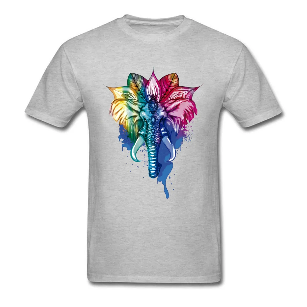 Summer T-shirts Graphic Round Collar Elephant 100% Cotton Fabric Youth Tops Shirts Birthday Short Sleeve Clothing Shirt Elephant grey