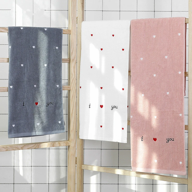 

70x140cm 100% Cotton Heart Pattern Towel Bathroom Hotel Bath Towel For Adult Women Men Thicken Soft Large Beach Towel