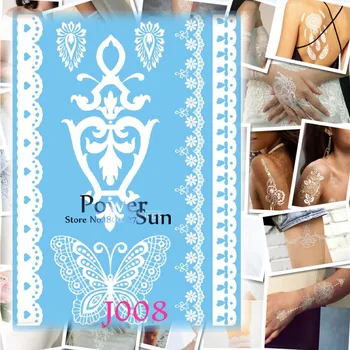 

1PC Hot Removable Waterproof Henna Tattoo White Ink Bracelet Butterfly Design Temporary Tattoo Sticker Bride Arm Neck Tatoo PJ08