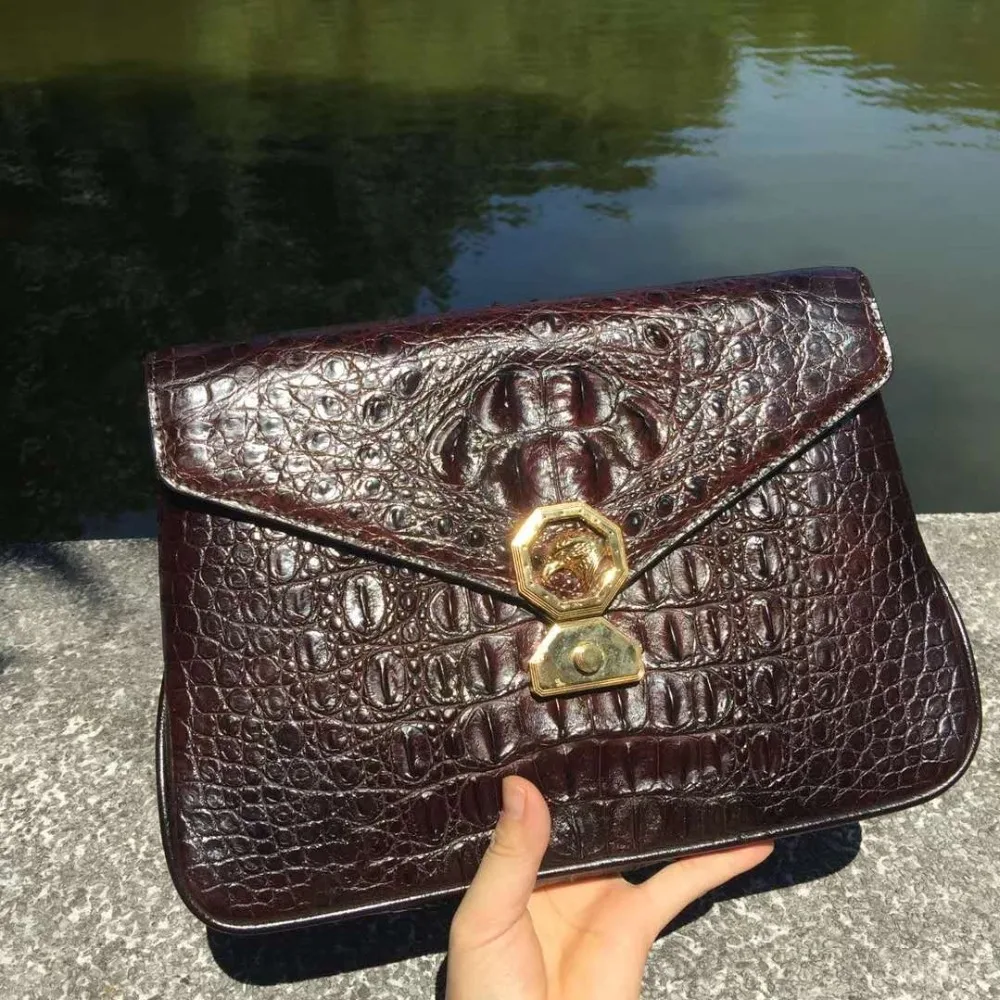 

100% genuine alligator skin leather long big size men wallet purse alligator heard skin leather men clutch cash card holder