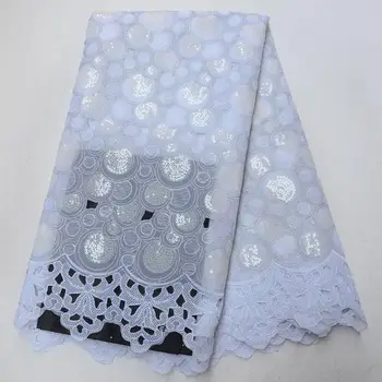 

White Organza Lace Fabric 2018 Party African Double Organza Lace Fabric High Quality Sequined Handcut Organza Lace Fabric KI2544