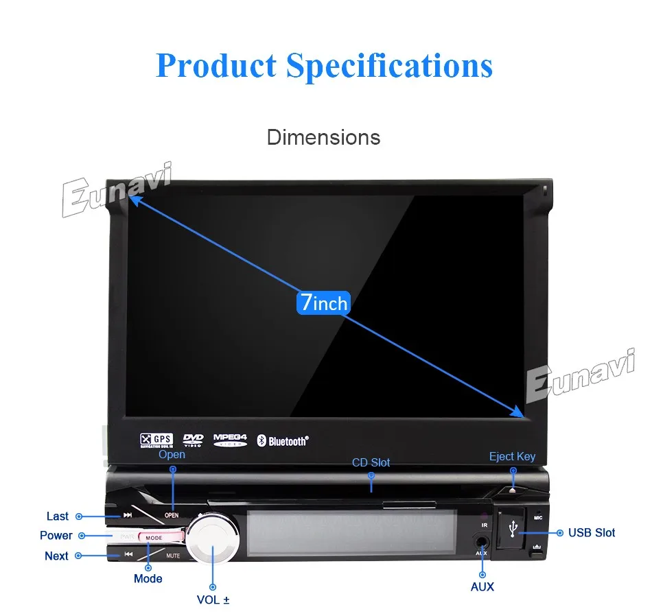 Eunavi " Универсальный 1 Din Автомобильный Радио dvd-плеер gps навигация Авторадио Стерео с Bluetooth PC Automotivo SD USB RDS Aux CD