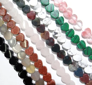 

10x10mm Natural crystal Agates Opalite stone turquoisesFlat heart shaped beads for DIY Jewelry Making Bracelet 50pcs strand