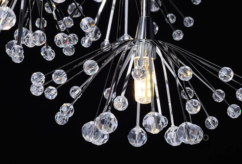 Modern Dandelion Led Crystal Ball Pendant Light Dining Room Restaurant Design Lamp Home Decor Chrome Fixture G4 Bulb 110-220V (23)