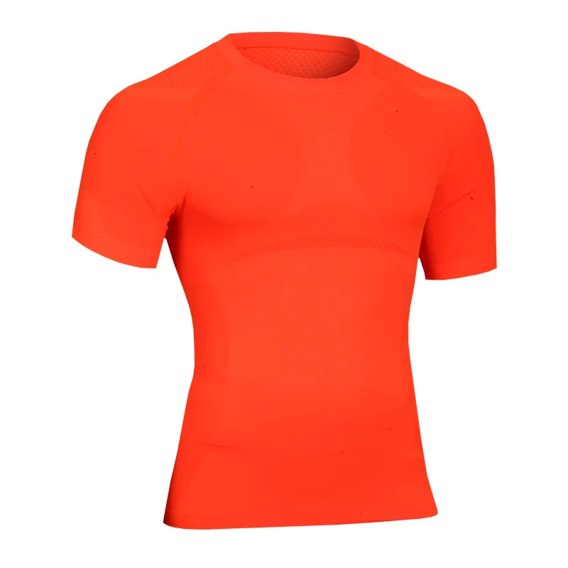 Мужские футболки для занятий спортом для похудения Майка-комбинация мужские с коротким рукавом утягивающие футболки - Цвет: Оранжевый